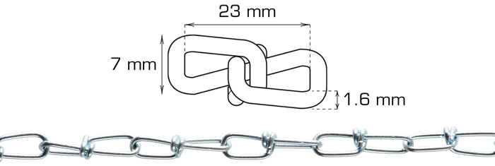 Kjetting Ø1,6 mm x 2 meter